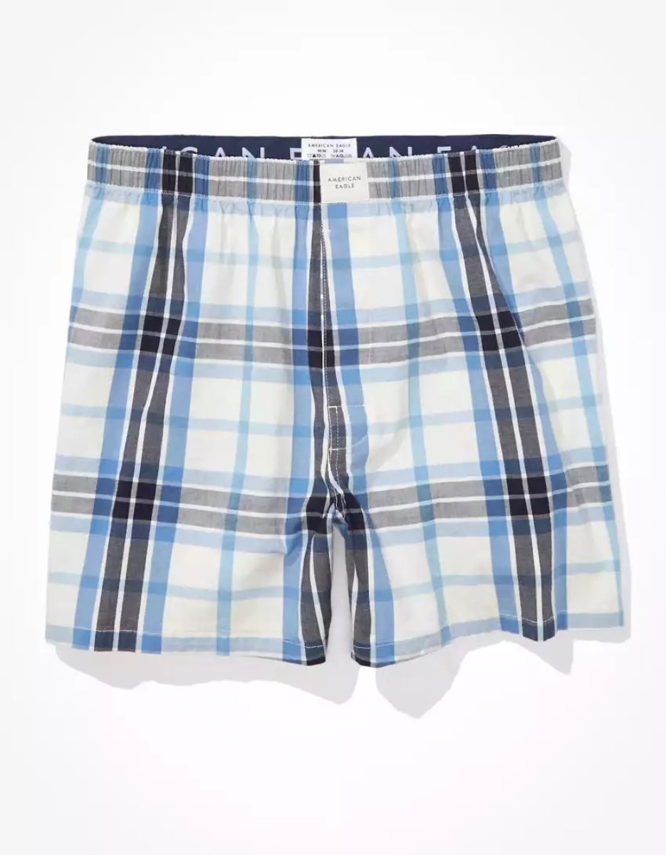 Shorts De Bain American Eagle AEO Plaid Stretch Bleu Homme | AUB-47405683